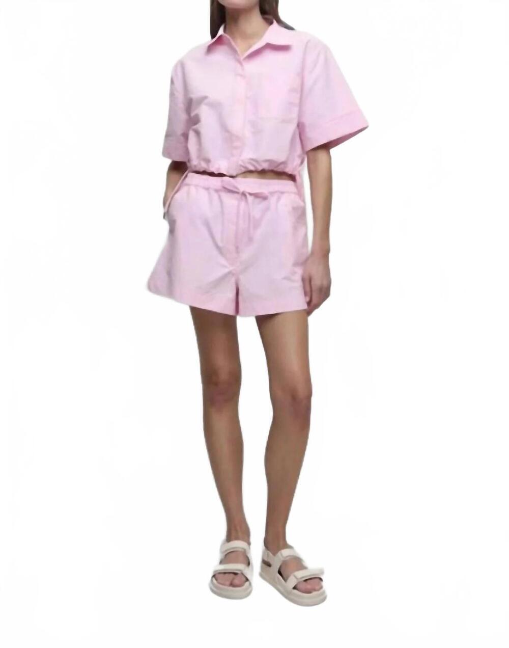 NEW SIMKHAI ryett short sleeve crop top in daisy